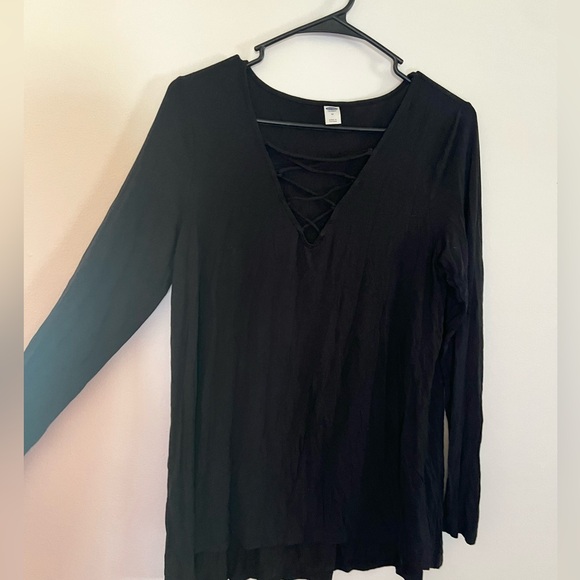 Old Navy Lace Up Women’s Top Medium Black - Picture 3 of 6
